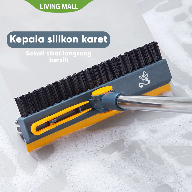 LIVING MALL Sikat Kamar Mandi Lantai Gagang Panjang Sikat WC Lantai 3 in 1 Sikat Dorong Kamar Mandi 