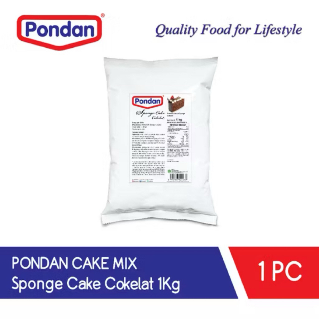 

Pondan Cake Mix Sponge Cokelat 1 kg – Bolu Cokelat Lembut, Siap Panggang