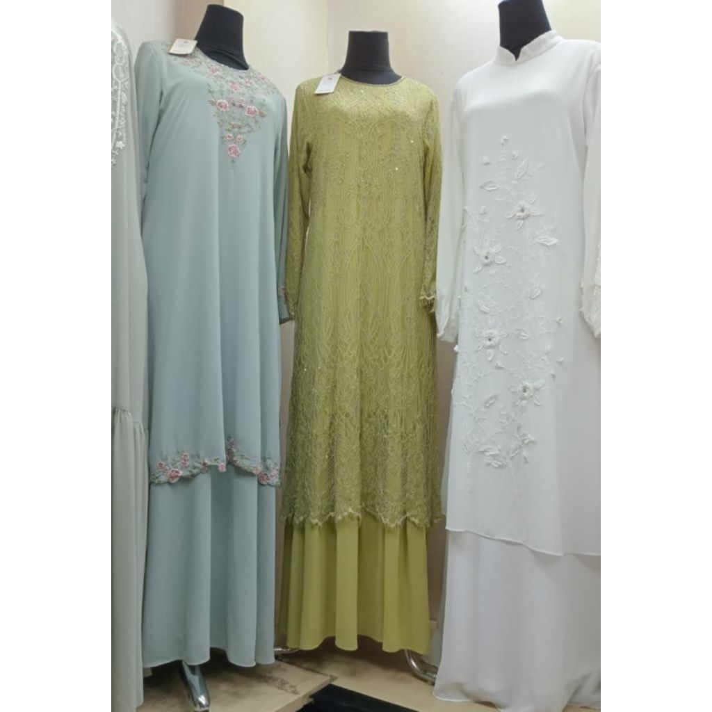 gamis bordir dan gamis brokat santili
