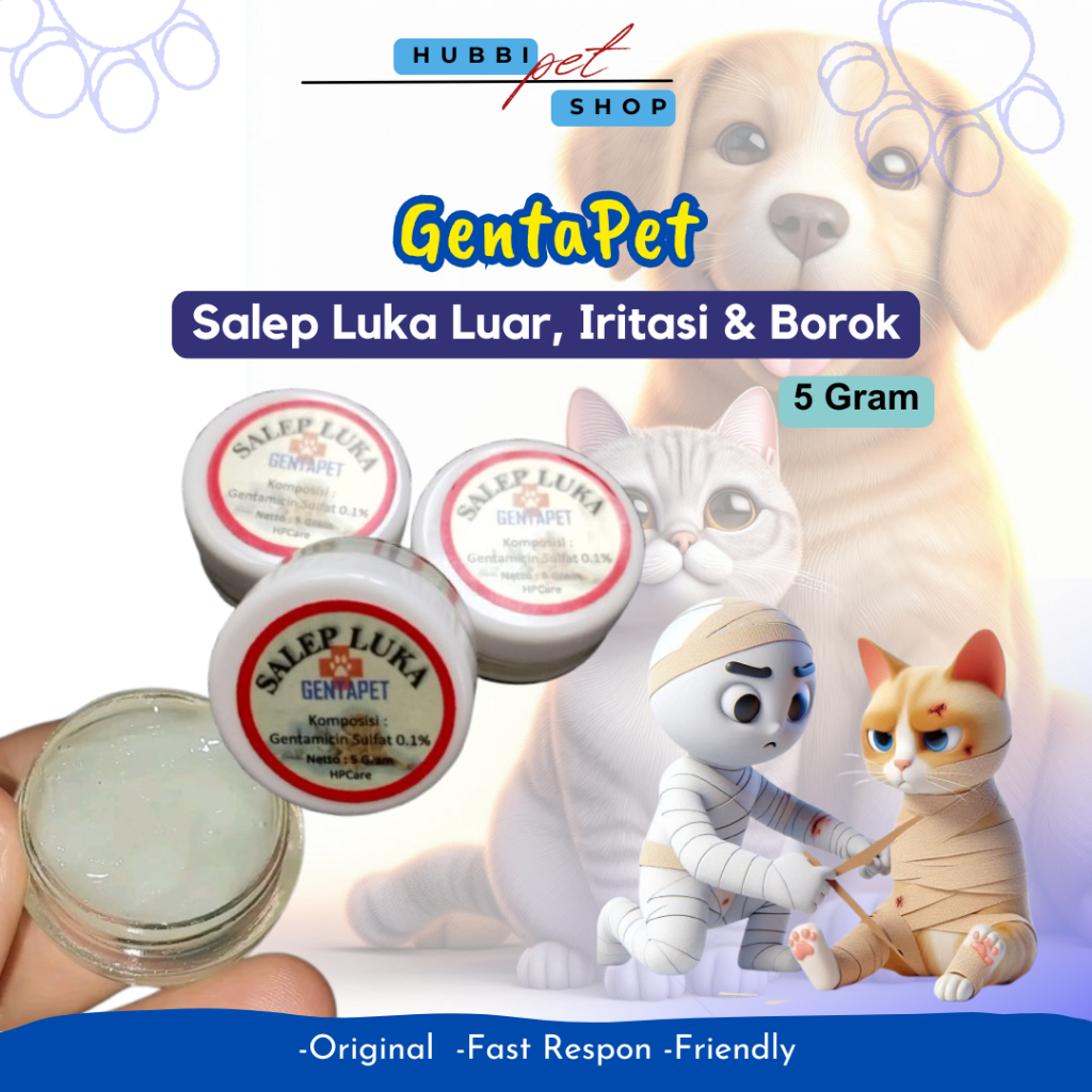 Genta Pet Salep Luka Kucing Anjing | Obat Luka Bernanah, Bakar, Lecet & Infeksi Kulit Hewan