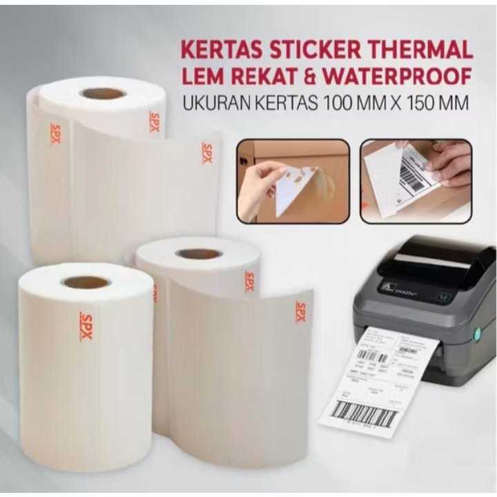 

✿ELYSABETHME✿ SPX Thermal Sticker 100x120 mm kertas pencetak resi tinggal tempel sesuai ukuran printer cepat dan tajam