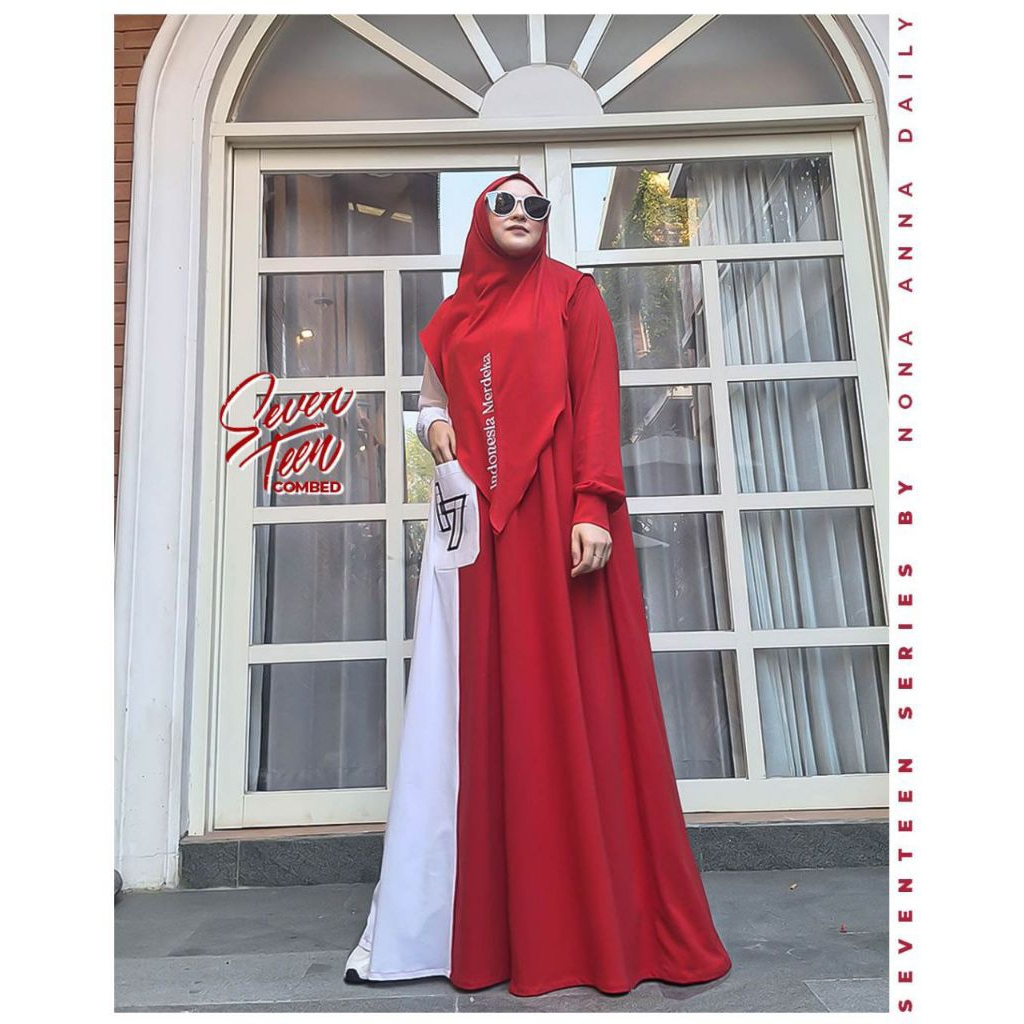 GAMIS SEVEENTEN COMBED KAOS (GAMIS SAJA) BY NONA ANNA DAILY  // GAMIS SYARI KAOS MOTIF KOMBINASI MER