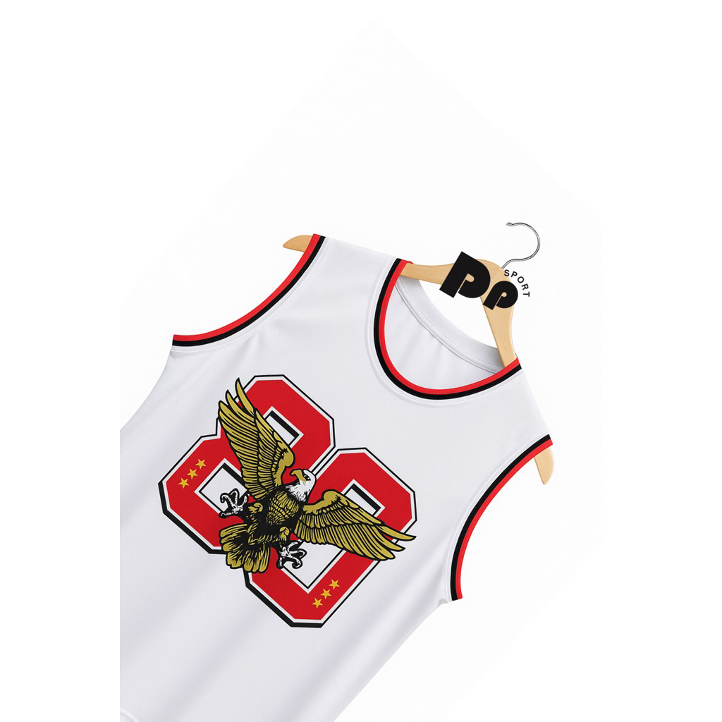 baju jersey merah putih/jersey basket pria/singlet pria/baju basket lekbong/baju olahraga/baju gym