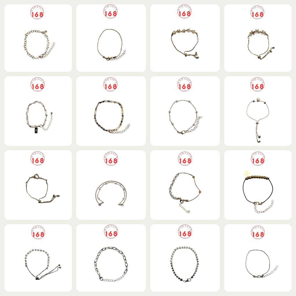 (GL055-075)  Gelang Tangan Titanium Rantai Mutiara/Gelang Tali Hitam/gelang serut