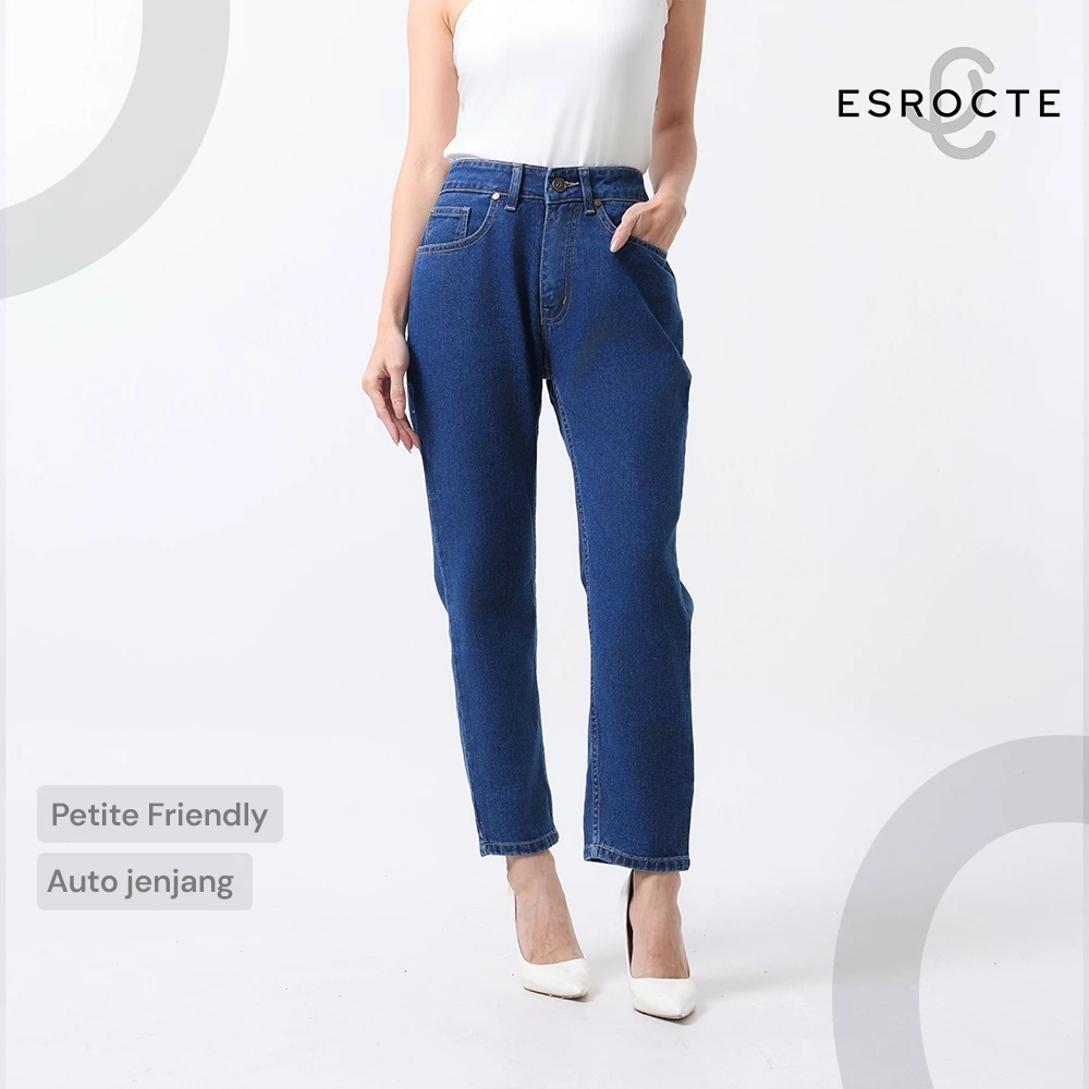 ESROCTE Aurea Pants | Celana Mom Jeans High-Waist Wanita –Navy– 26–38 (NEW SIZE)