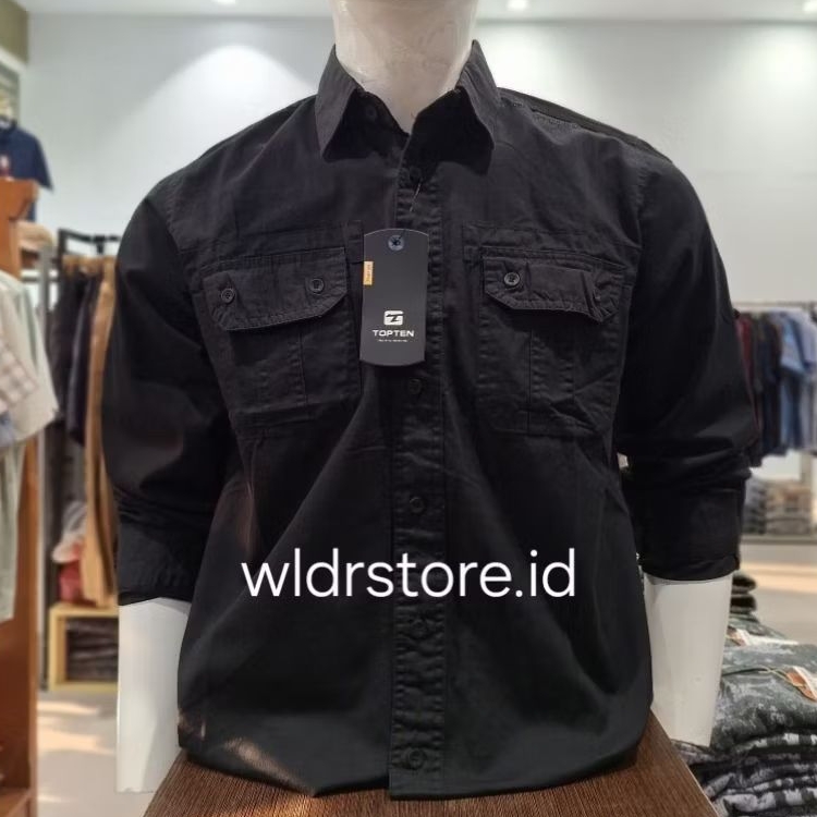 KEMEJA KATUN PRIA CLASSIC BRAND TOP TEN ORIGINAL LENGAN PANJANG PS011B