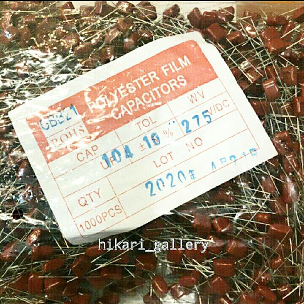 [20 Pcs] Kapasitor Milar 104J 275Volt 100k Mylar Capacitor 104j 275v COD