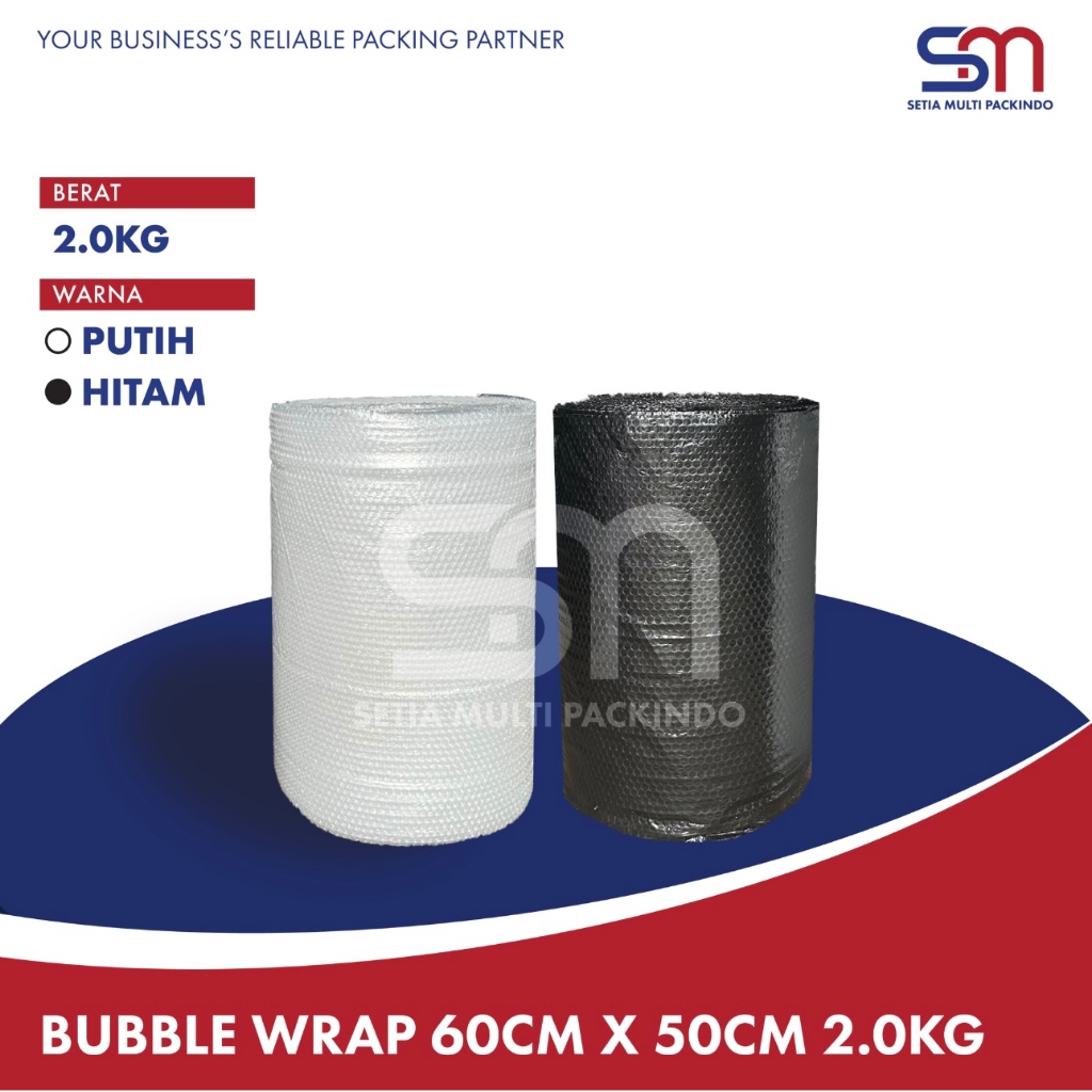 

Bubble Wrap 60 cm x 50m Hitam Bening Eco