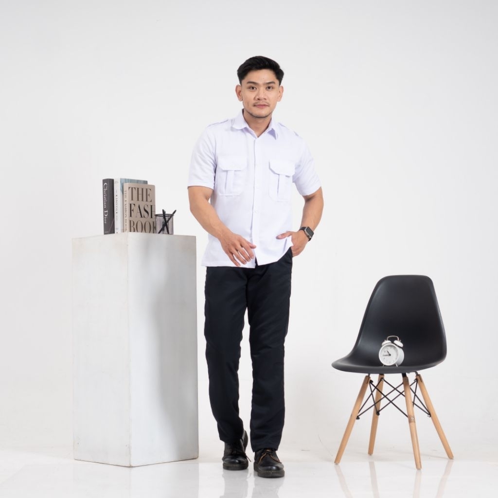 Baju pdh putih pria kemeja Dinas putih pria lengan panjang seragam PNS putih pria Baju dinas putih