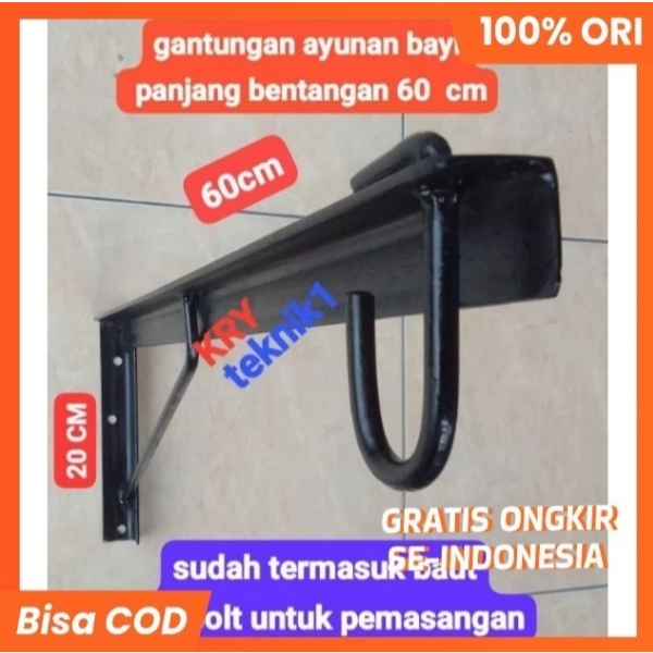 Besi Gantungan Ayunan Bayi Tempel Dinding Kuat dan Kokoh Tiang Ayunan Bayi Besi / Tiang Ayunan Bayi