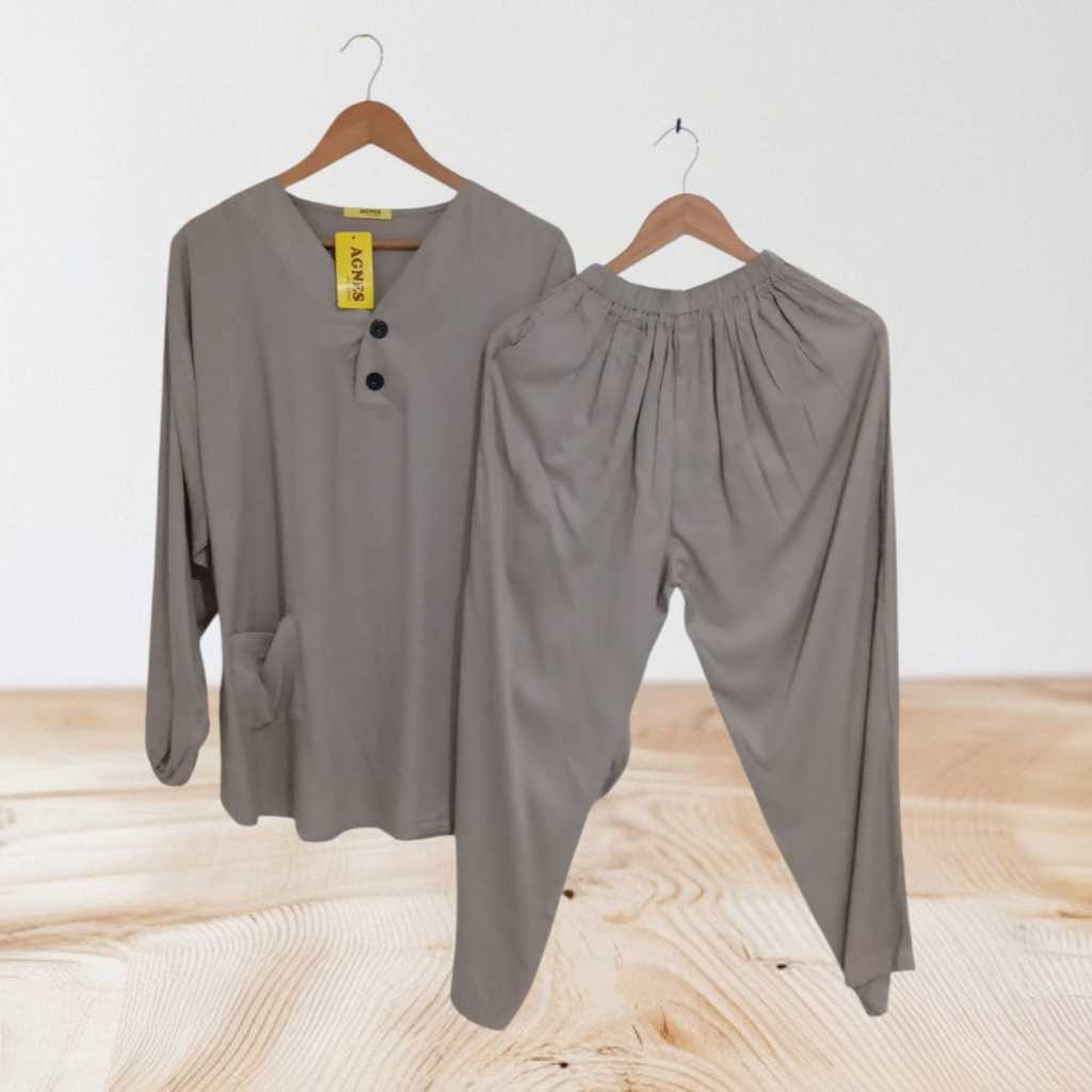 RY.2 [BISA COD] GRA ONE SET WANITA  JUMBO AGNES BY TESSA PP BAHAN RAYON TWILL PREMIUM