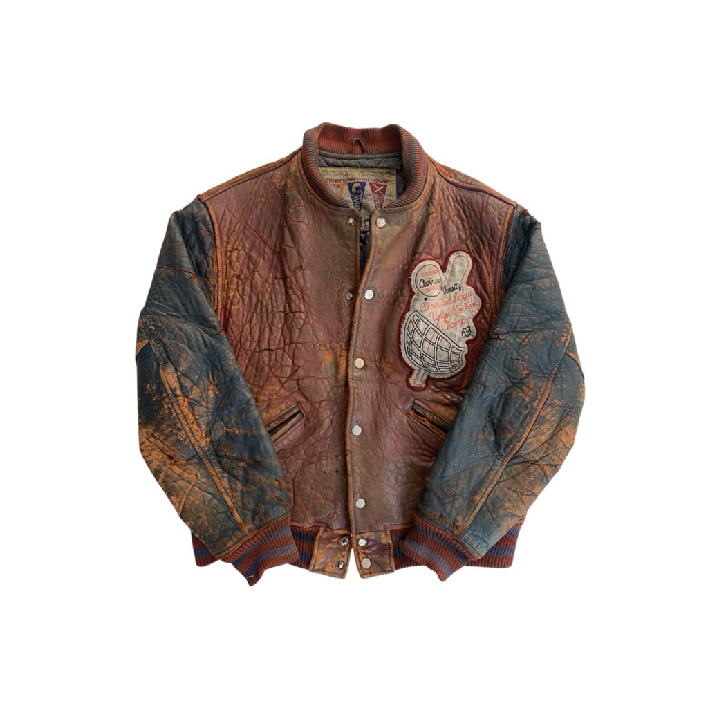 avirex baseball varsity leather jacket vintage