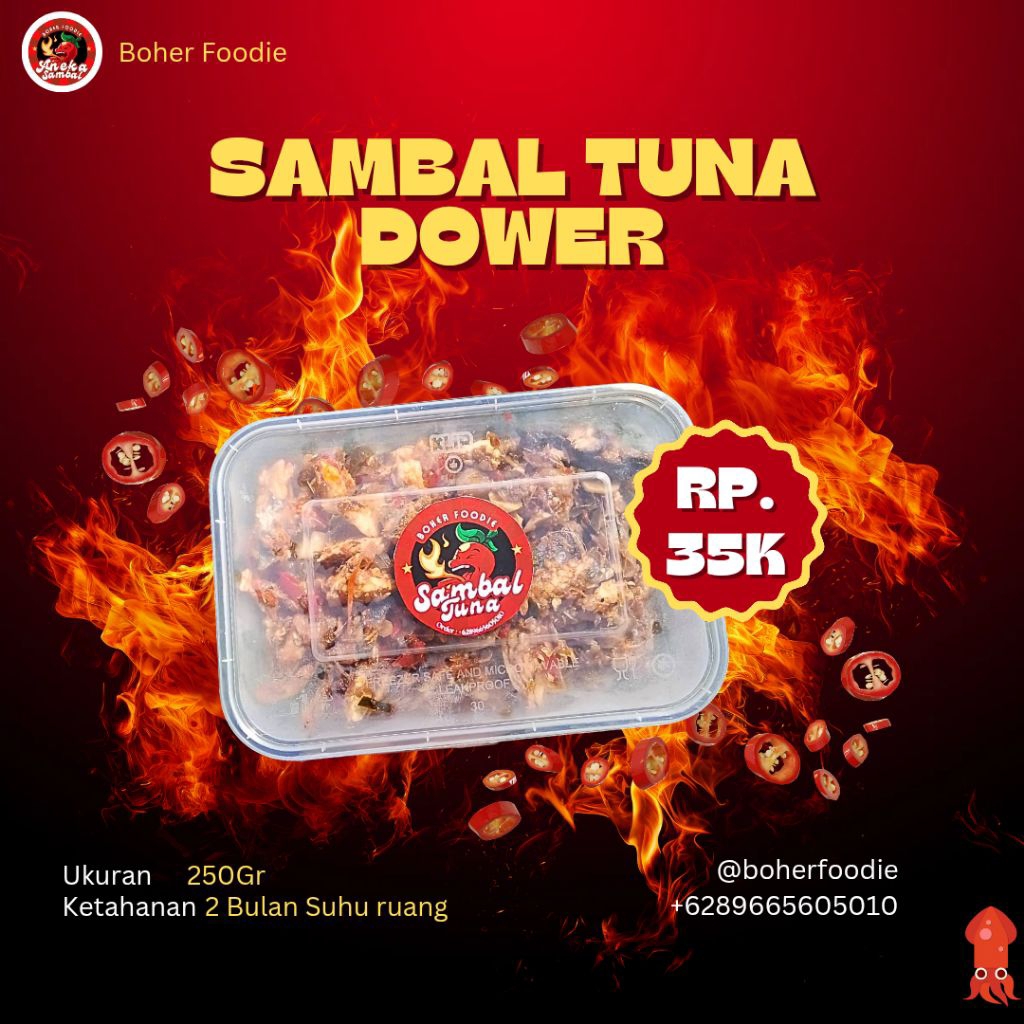 

Boher Foodie| Sambal Tuna Dower 250gr, 500gr, 1Kg | Sambal Rumahan Siap Saji Tahan hingga 1 Bulan di Suhu Ruang