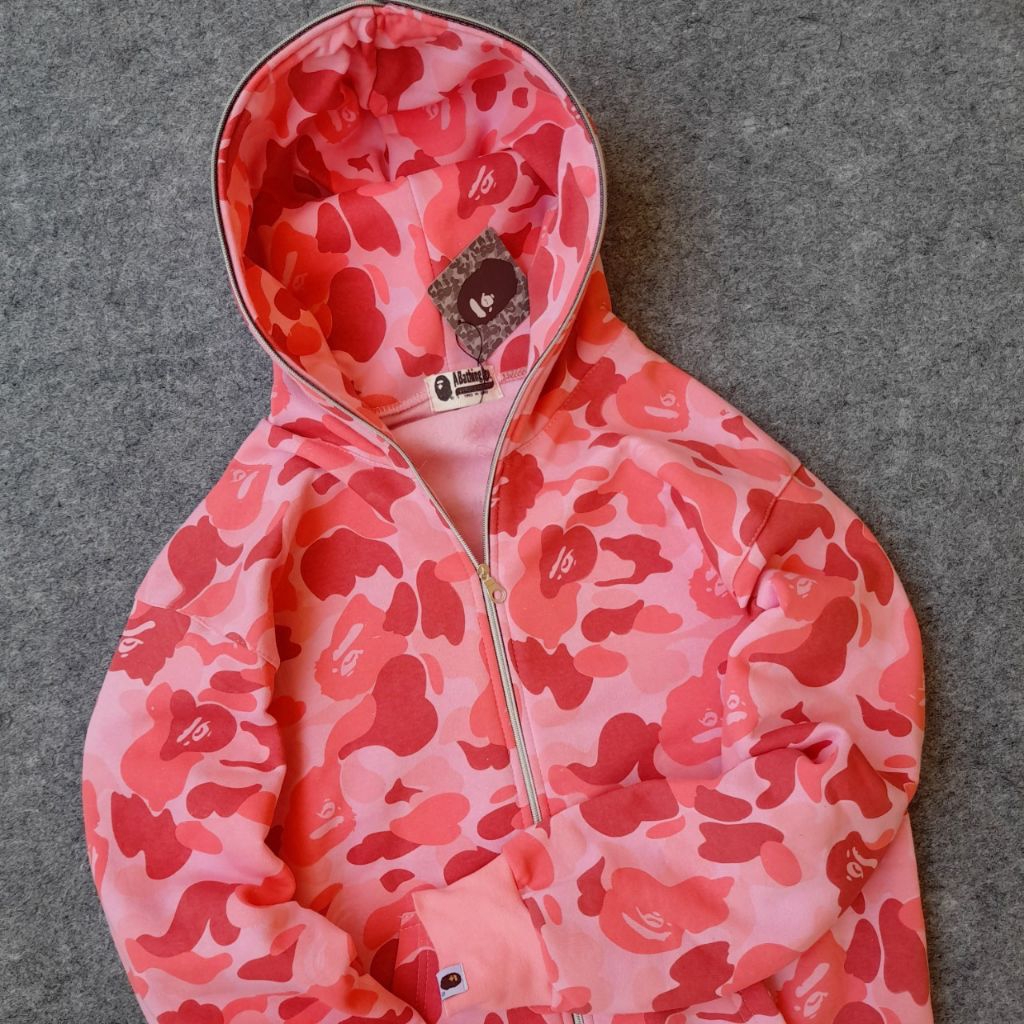 jaket hoodie bape shark wgm camo ving fullteg &lebel unisex