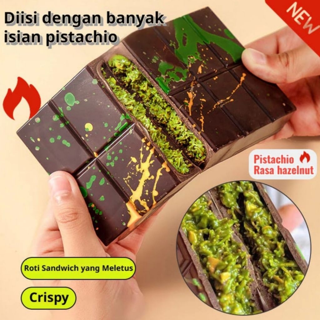

[ BESAR ] COKLAT DUBAI VIRAL pistachio kunafe Chocolate original ukuran 16x8 besar
