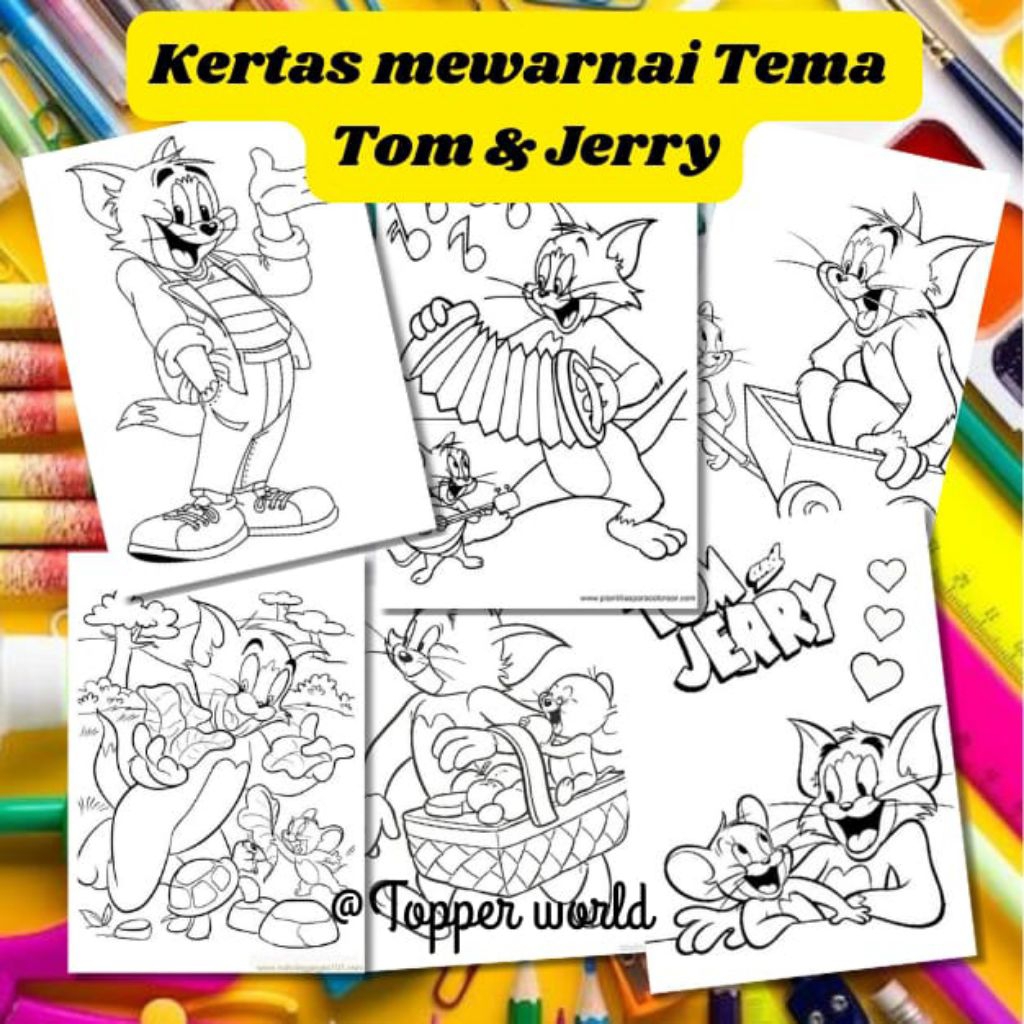 

20 LEMBAR KERTAS MEWARNAI ANAK TEMA TOM & JERRY (READY LANGSUNG KIRIM)