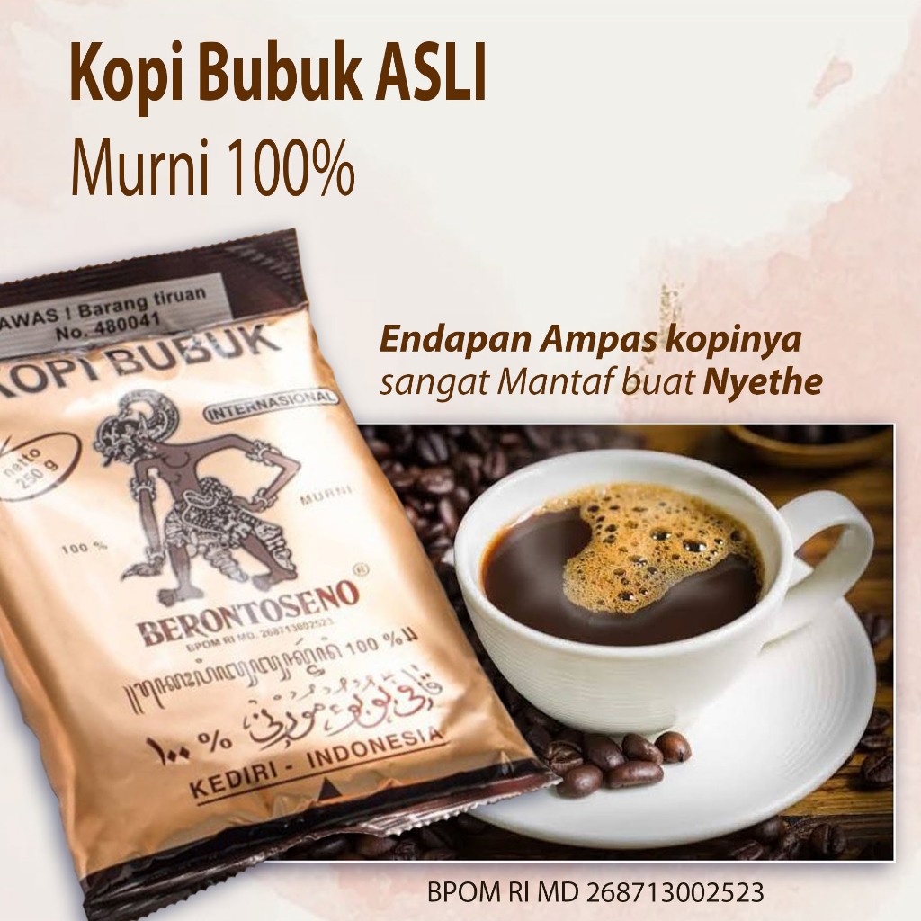 

Kopi Asli Murni 100% TERLARIS kopi bubuk Murni ASLI 100% kopi berontoseno Terkenal dengan kopi asli tanpa campuran bahan lain Bubuk yang Halus sangat terkenal buat Cethenya