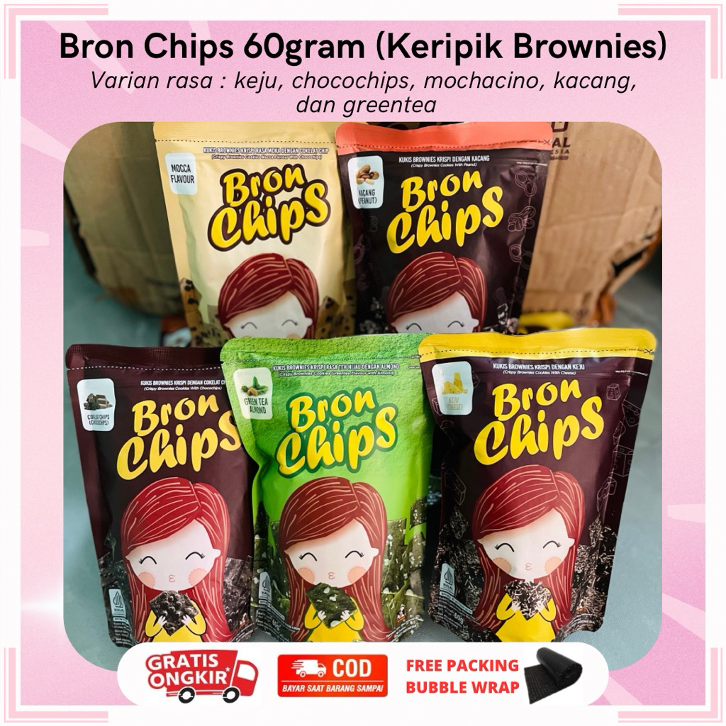 

BRON CHIPS KERIPIK BROWNIES 60GRAM | BRON CHIPS CHOCOCHIPS | BRON CHIPS KACANG | BRON CHIPS KEJU | BRON CHIPS GREENTEA ALMOND | BRON CHIPS MOCACHINO