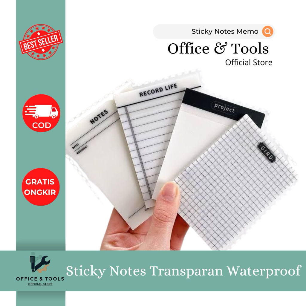 

Sticky Notes Transparan Waterproof Anti Air Aesthetic Memo Tempel Bening Office & Tools