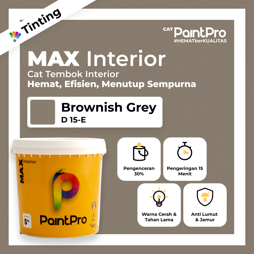 Cat Tembok Tinting Murah Berkualitas | Custom 1000+ | PaintPro | Coklat Brown | MAX Interior 20kg
