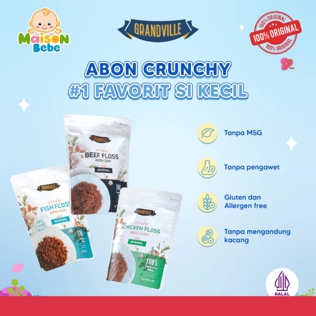 

GRANDVILLE Abon 100gr Anak MPASI | Abon Ayam Sapi Non MSG Anak Bayi MPASI 6 8 bulan 1 2 3 Tahun