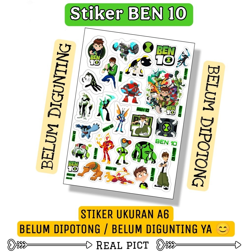 

STIKER BEN 10 / STIKER BELUM DIPOTONG BAHAN VINYL UKURAN A6 / STICKER / STIKER KARAKTER LUCU