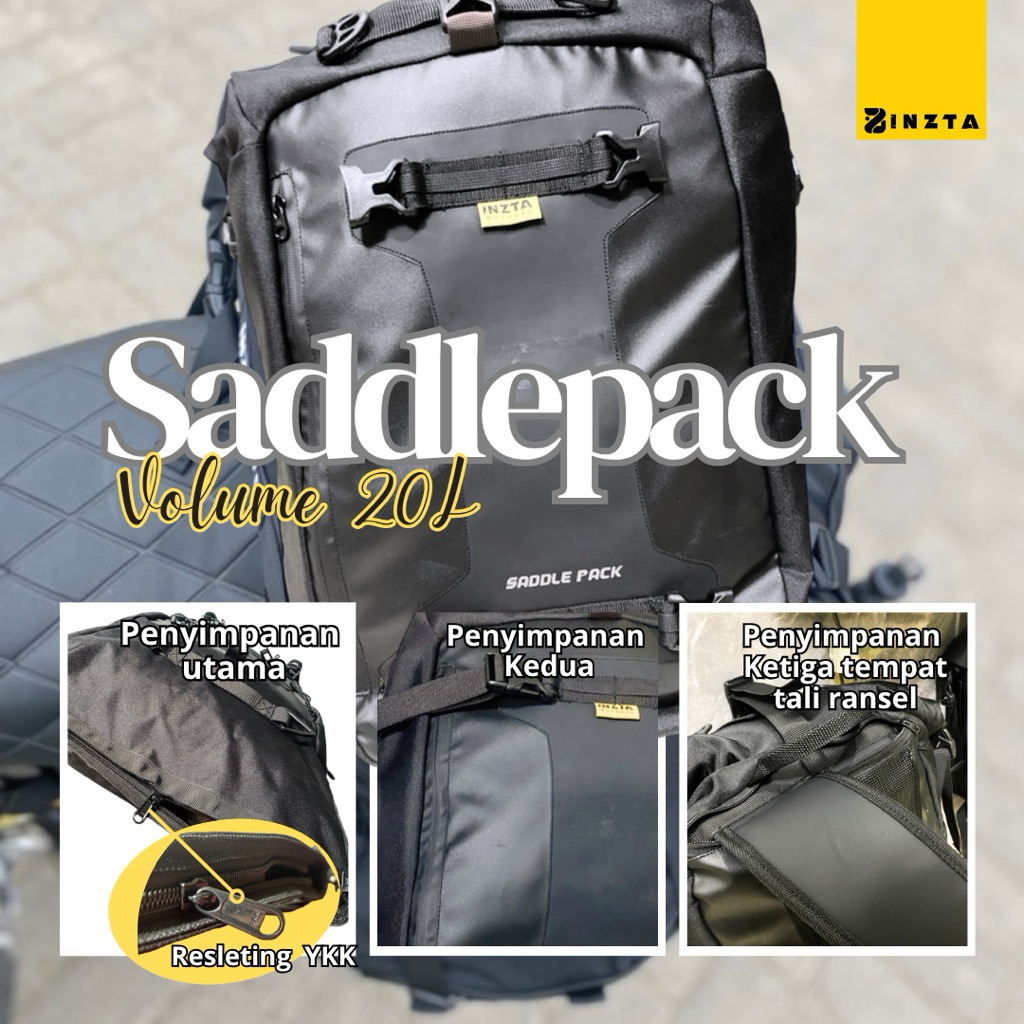 Tas Ransel touring motor Inzta Saddle Pack 20L, All motor Matic nmax, xmax, sport