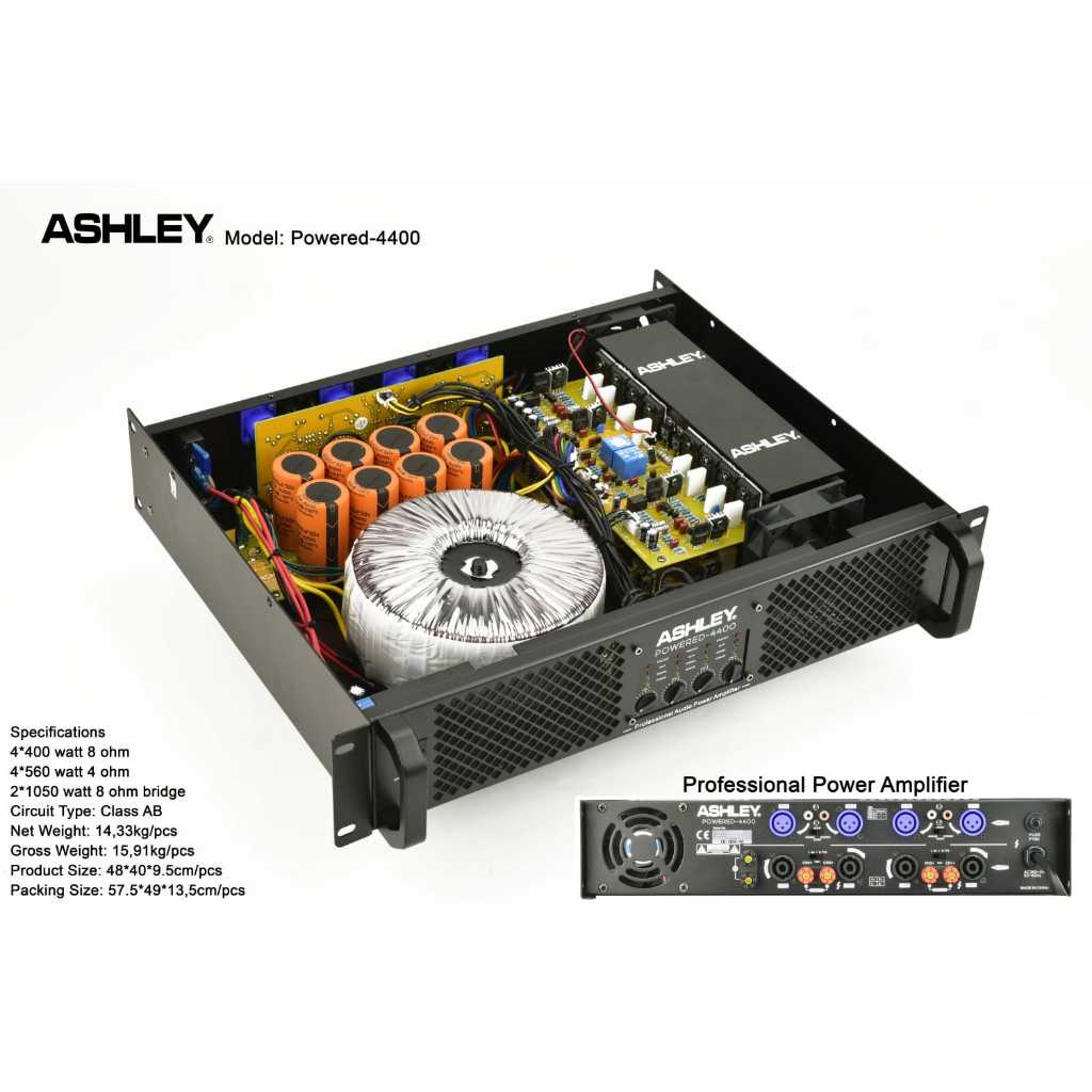 Power ASHLEY POWERED 4400 POWERED 4400 ORIGINAL 4 x 400 Watt 4CH AMPLIFIER