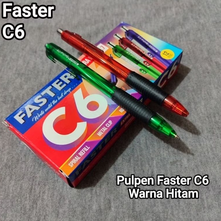 

1 Pak Pulpen Faster C6 Isi 12 Pcs HITAM