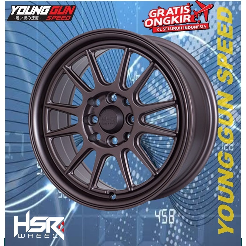 Pelek Mobil Recing Jari-jari Ring 15 Hsr ende ,Lebar 6,5 Pcd 4x100/4x114,3 et 42 coklat dop