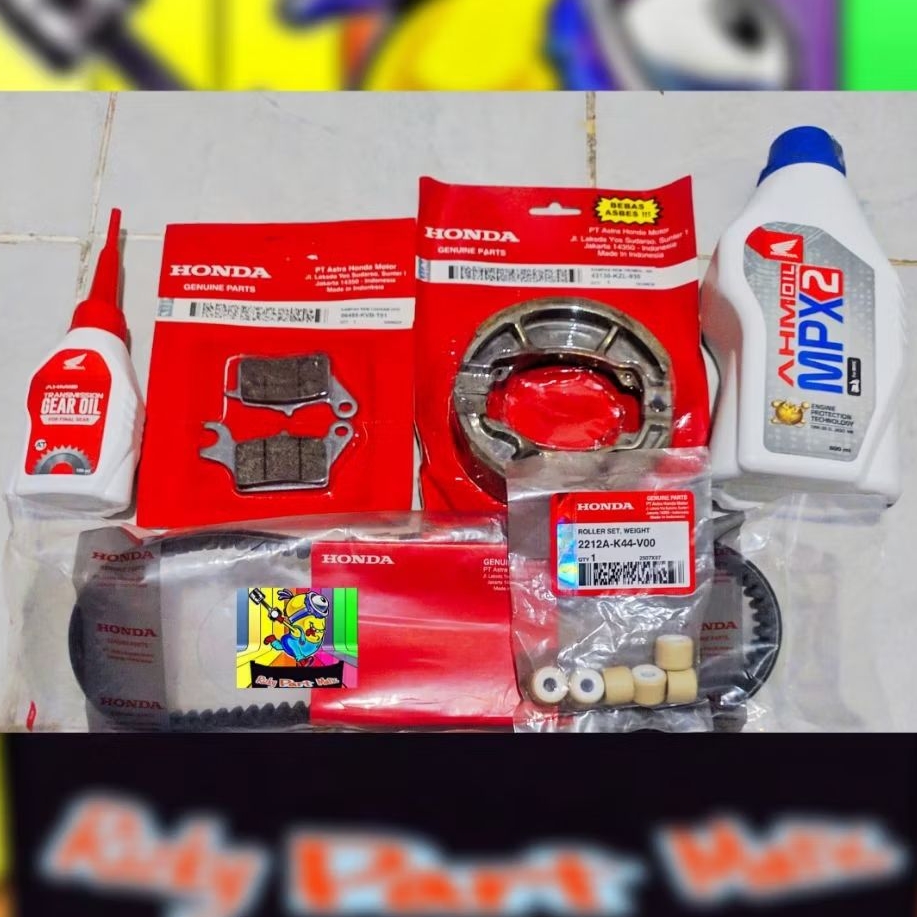 Kampas rem depan belakang Oli Mpx2 AHM Vbelt roller K44 stater halus Honda Beat fi street Scoopy Var
