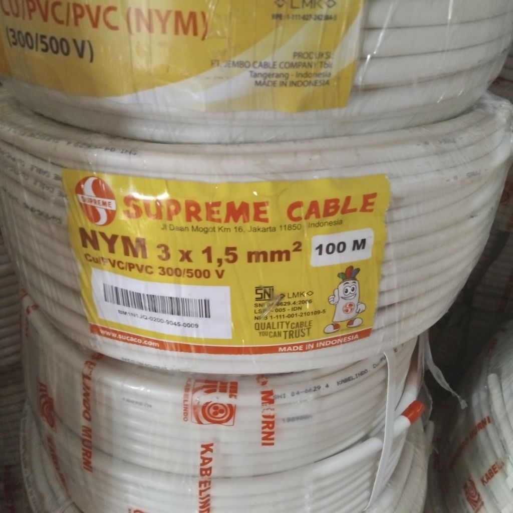 kabel NYM 3x1,5 Supreme kabel tunggal 3x1.5 Supreme