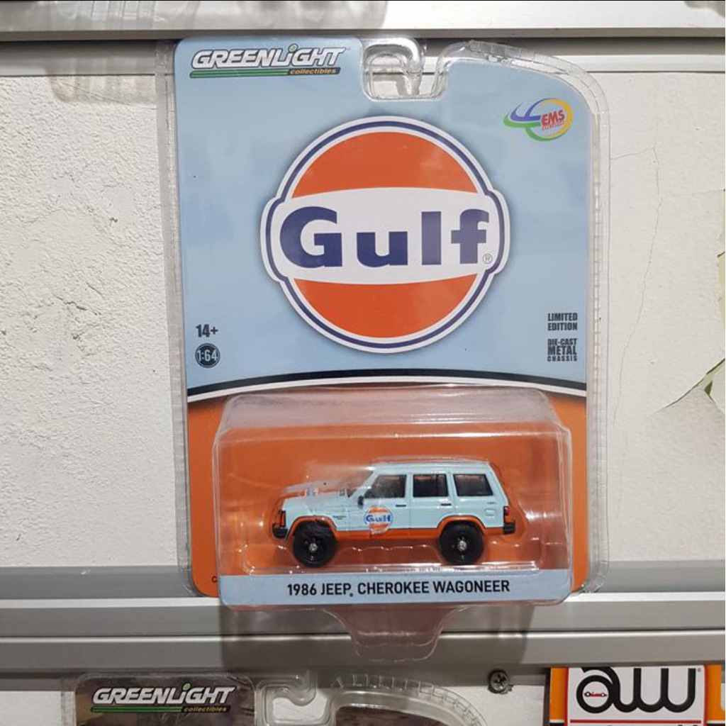 greenlight 1986 jeep cherokee wagoneer gulf