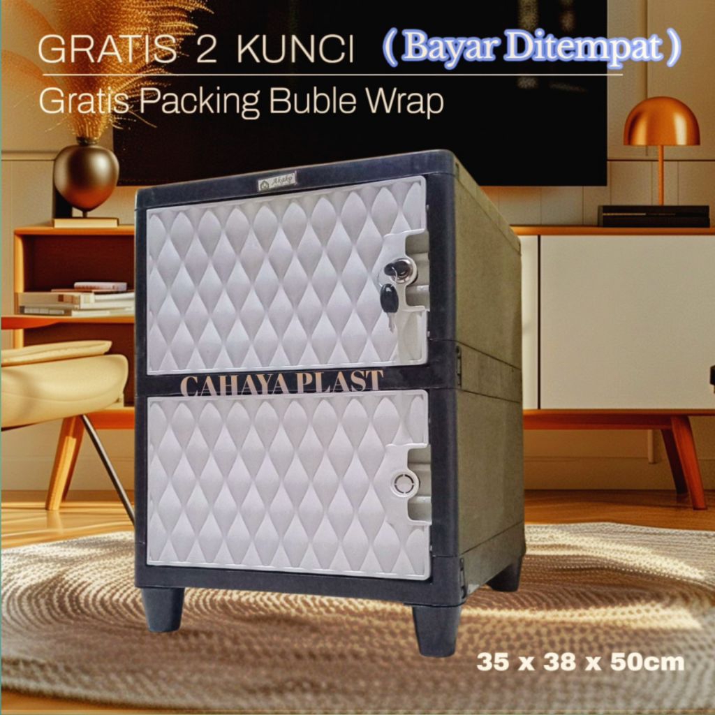 Lemari baju pakaian box Serbaguna Susun 2 kunci 1