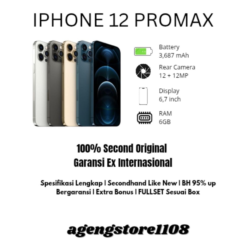 IPHONE 12 PROMAX SECOND ORIGINAL MULUS FULLSET