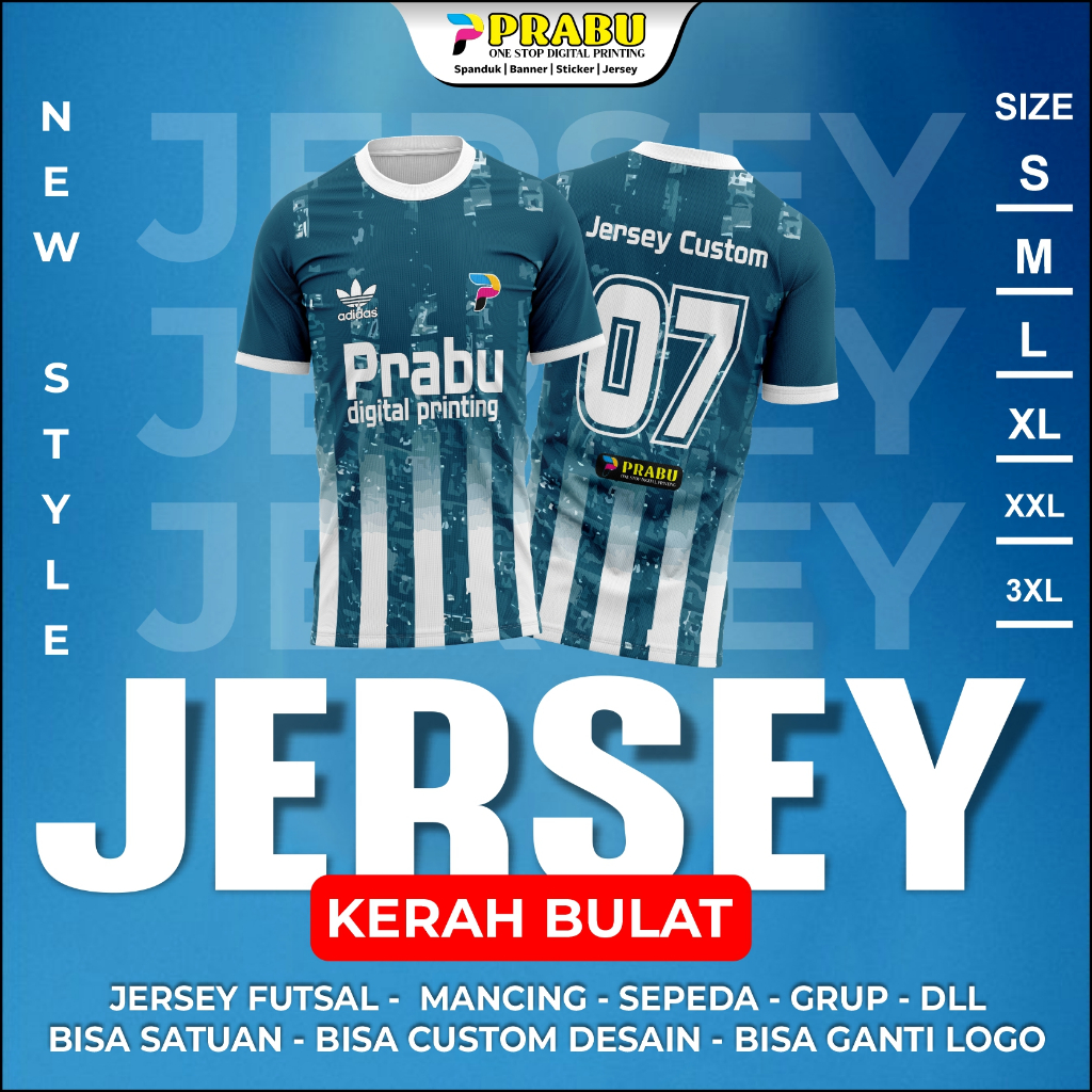 Jersey Futsal Kaos Voli Full Printing Satuan Cewek/Cowok Desain Custom Atasan