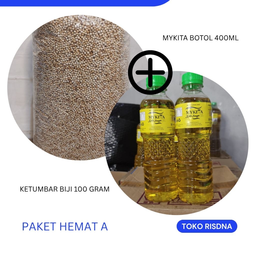 

[PAKET HEMAT]] MINYAK GORENG SAWIT JERNIH MYKITA KEMASAN BOTOL 400 ml + KETUMBAR 100GRAM + KEMIRI 100GRAM + BAWANG PUTIH 250GRAM