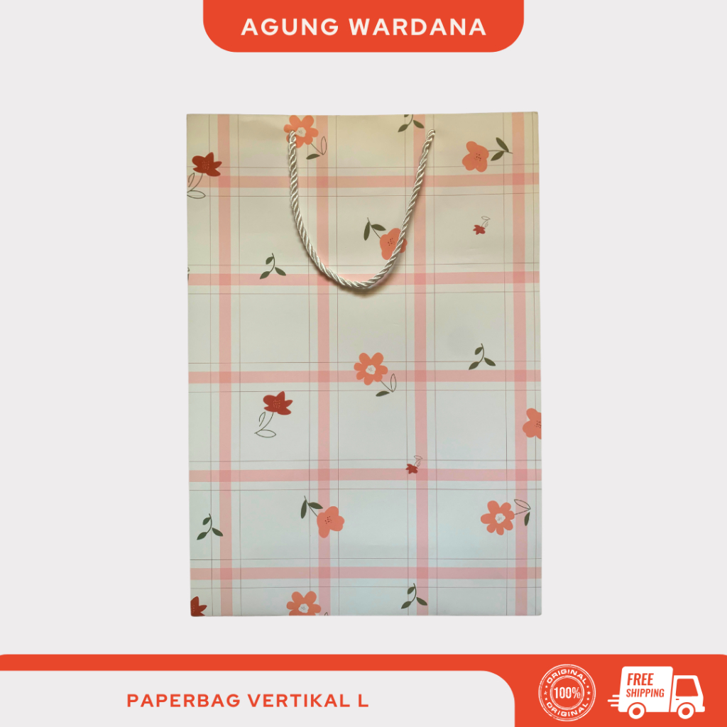 

PAPER BAG PASTEL KOTAK-KOTAK BUNGA UKURAN 30 X 12 X 42 CM