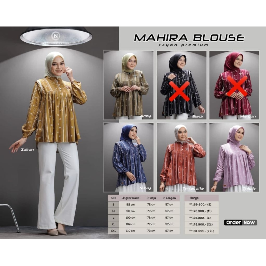 mahira Blouse Nadhera Ready /produk Nadhera /bisa cod/Distributor Nadhera