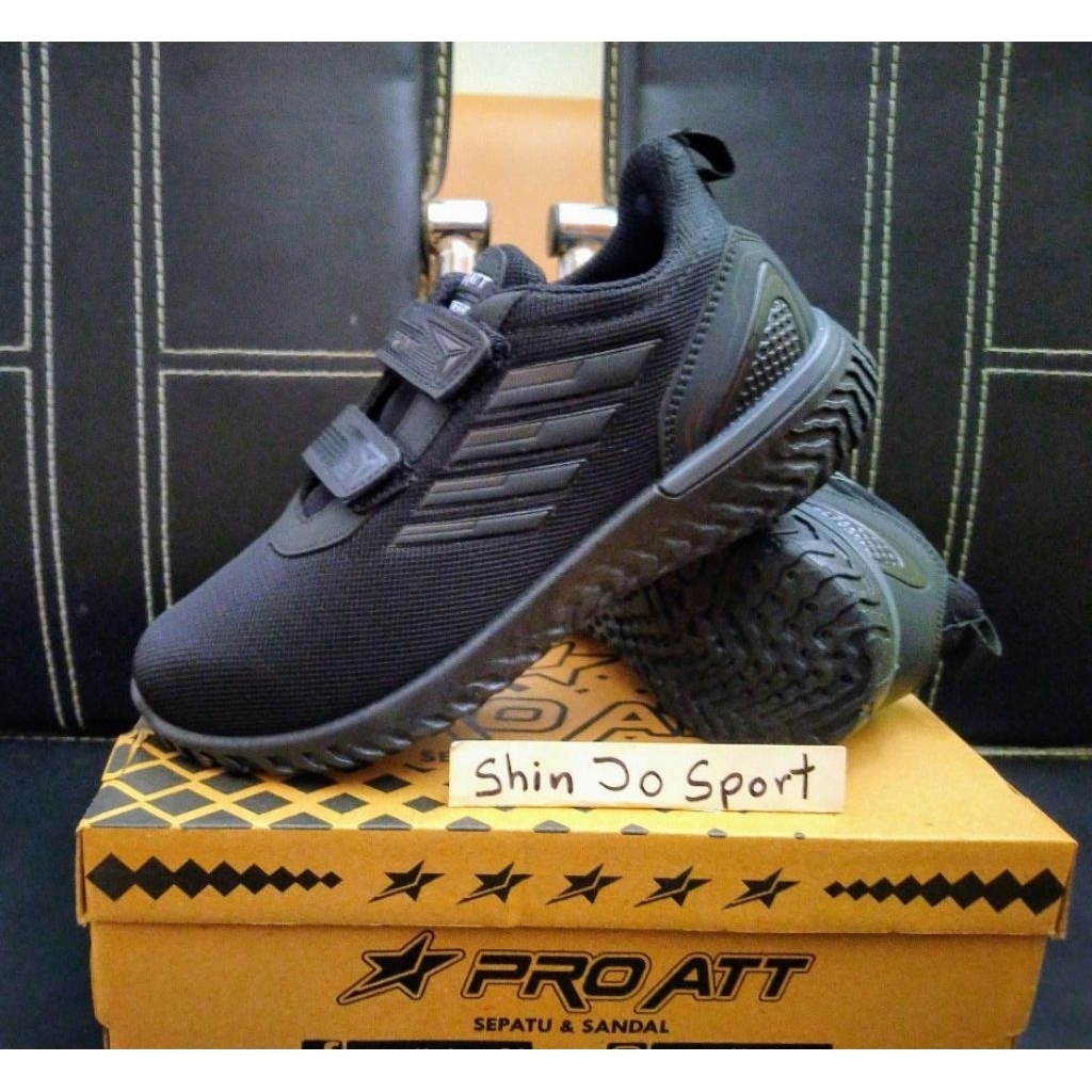 SEPATU SEKOLAH ANAK  SD PRO ATT ORIGINAL VELKRO TANPA TALI KRETEKAN PEREKAT LAKI WANITA LENTUR RINGA