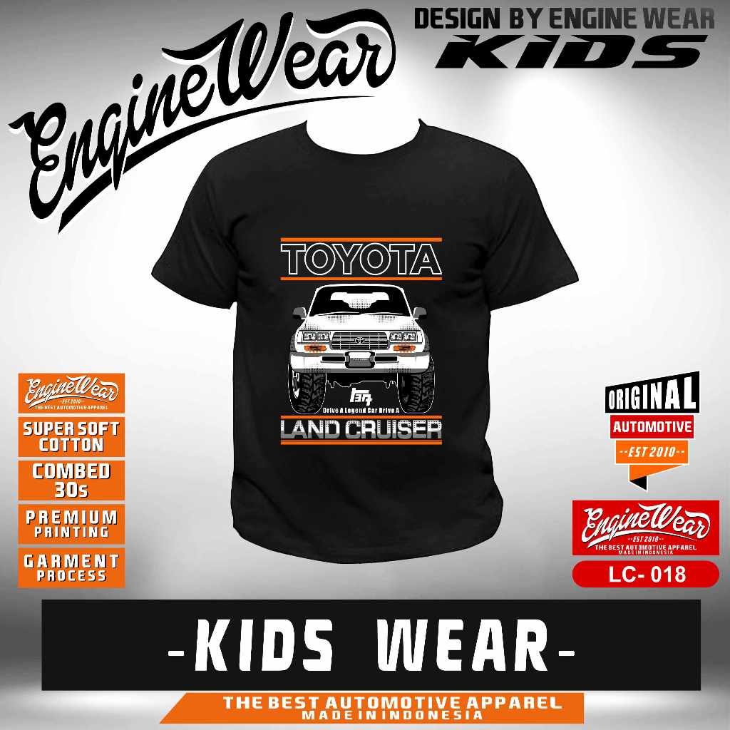 kaos anak Land cruiser vx80 anak Baju Offroad toyota Hardtop Tshirt Mobil Jeep otomotif 4WD 4x4 pth