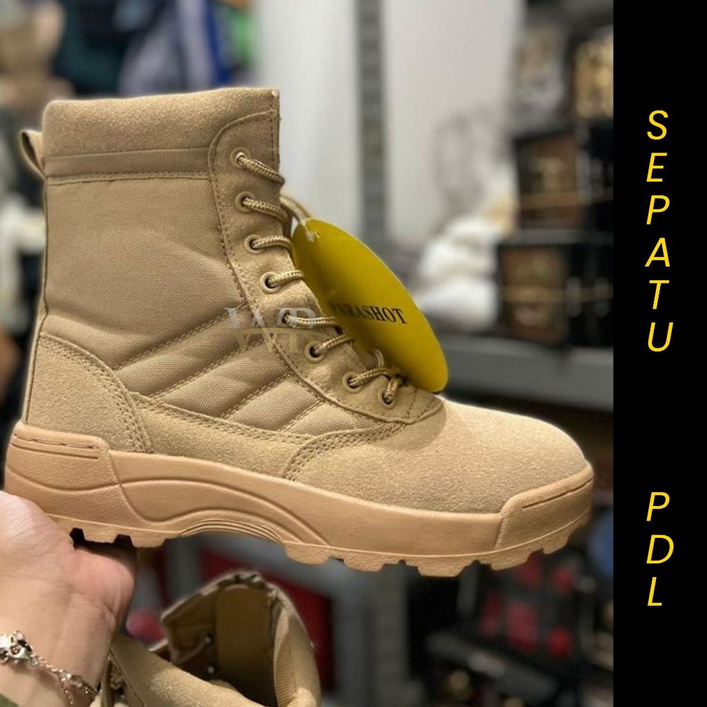 Sepatu PDL Cream Tactical / Sepatu gurun / Sepatu PDL Parashoot / Sepatu Pol PP
