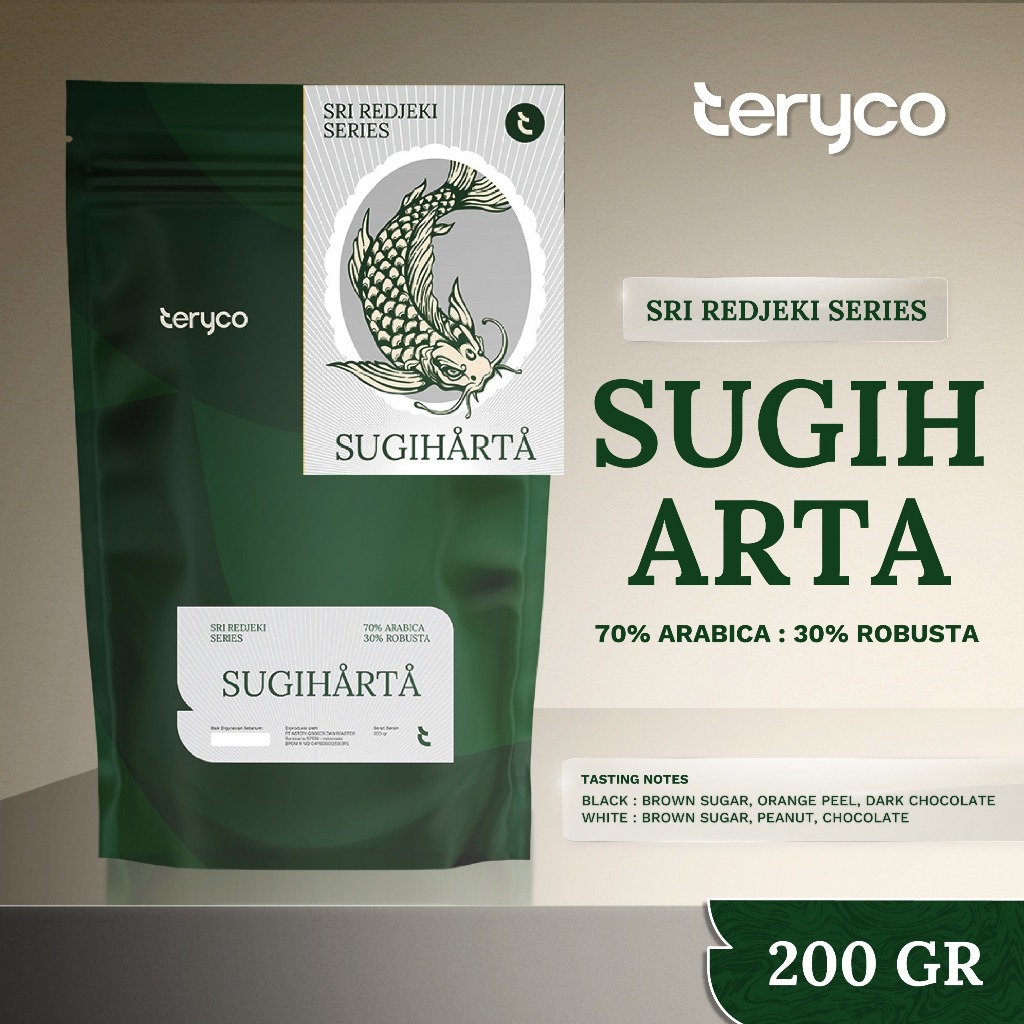 

Teryco Roasters - 1KG 200gr Sugiharta 70 Arabica 30 Robusta / Sri Redjeki Series / Kopi Arabica Premium / Biji Kopi Arabica / Kopi Robusta 1 kg / Kopi Blend Arabika Robusta / House Blend Coffee