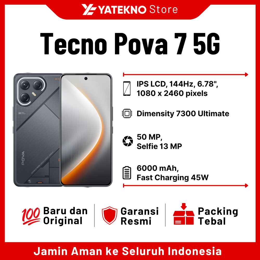(ORIGINAL) Tecno Pova 7 5G 8/128GB + 8/256GB GARANSI RESMI ~ NEW