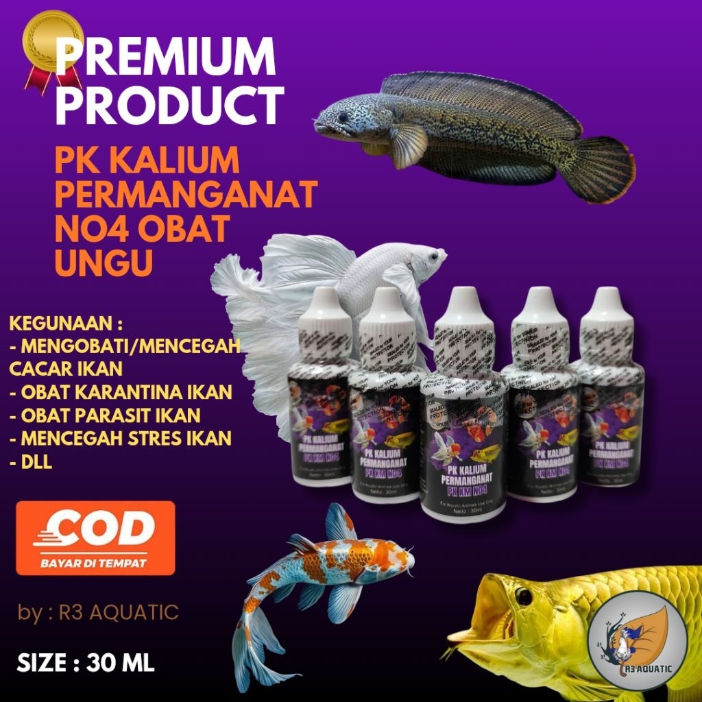 KALIUM PERMANGANAT PK KMNO4 SIAP PAKAI ASLI 30ML OBAT UNGU KHUSUS UNTUK IKAN