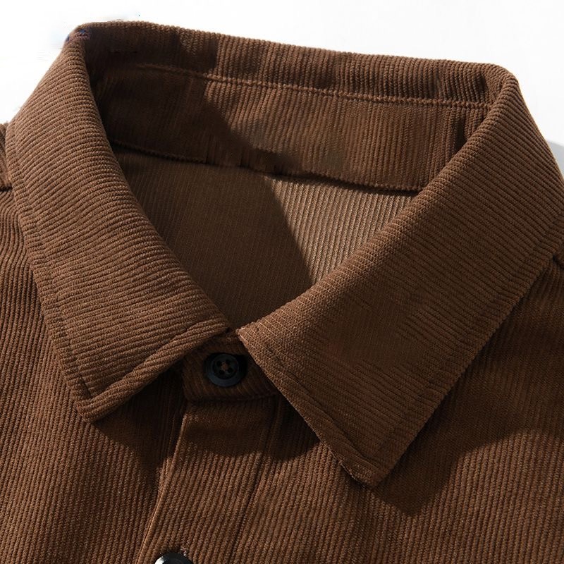 Polo Corduroy Jacket Men'S Work Clothes Long Sleeve Top Loose Casual Coat Jaket Pria Premium Atasan 