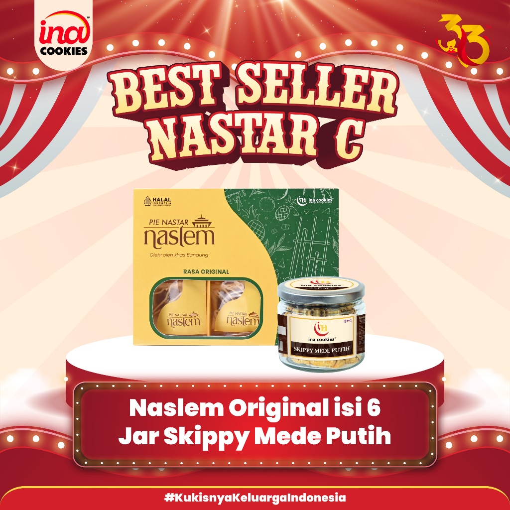

Ina Cookies Best Seller Nastar C ( Naslem Original isi 6 + Jar Skippy Mede Putih )