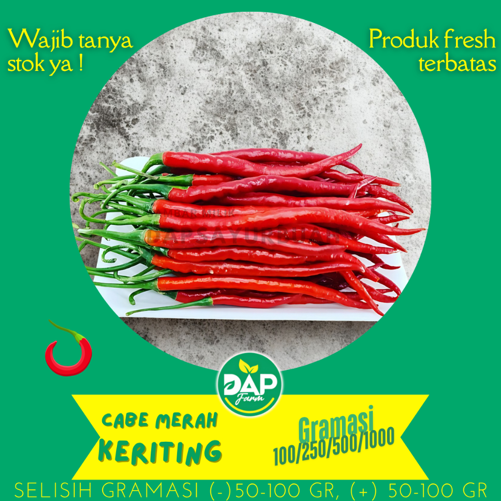 

Cabai Merah Keriting / Cabe Merah / DAP / Sayur Jakarta
