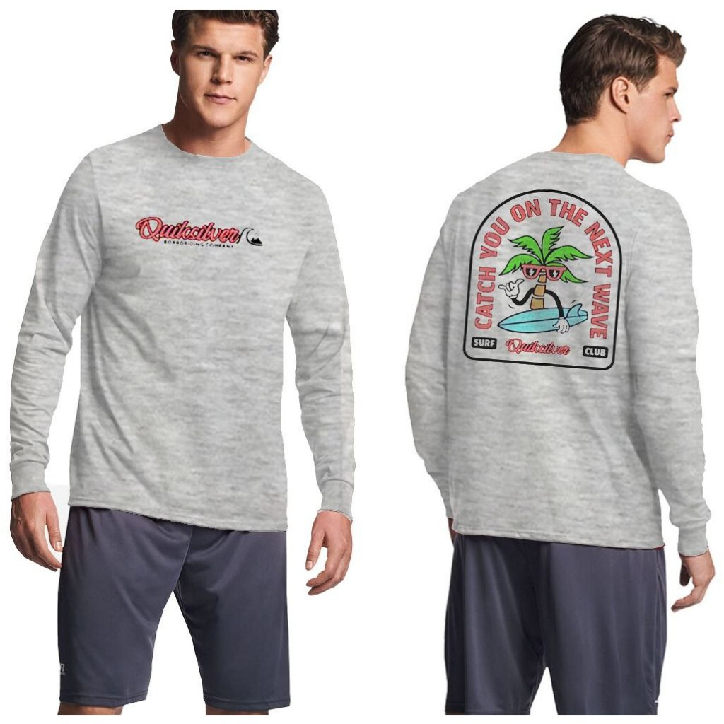 BAJU KAOS LENGAN PANJANG QUIKSILVER ABU LONG SLEEVE QUIKSILVER GREY CATCH YOU ON YHE NEXT WAVE