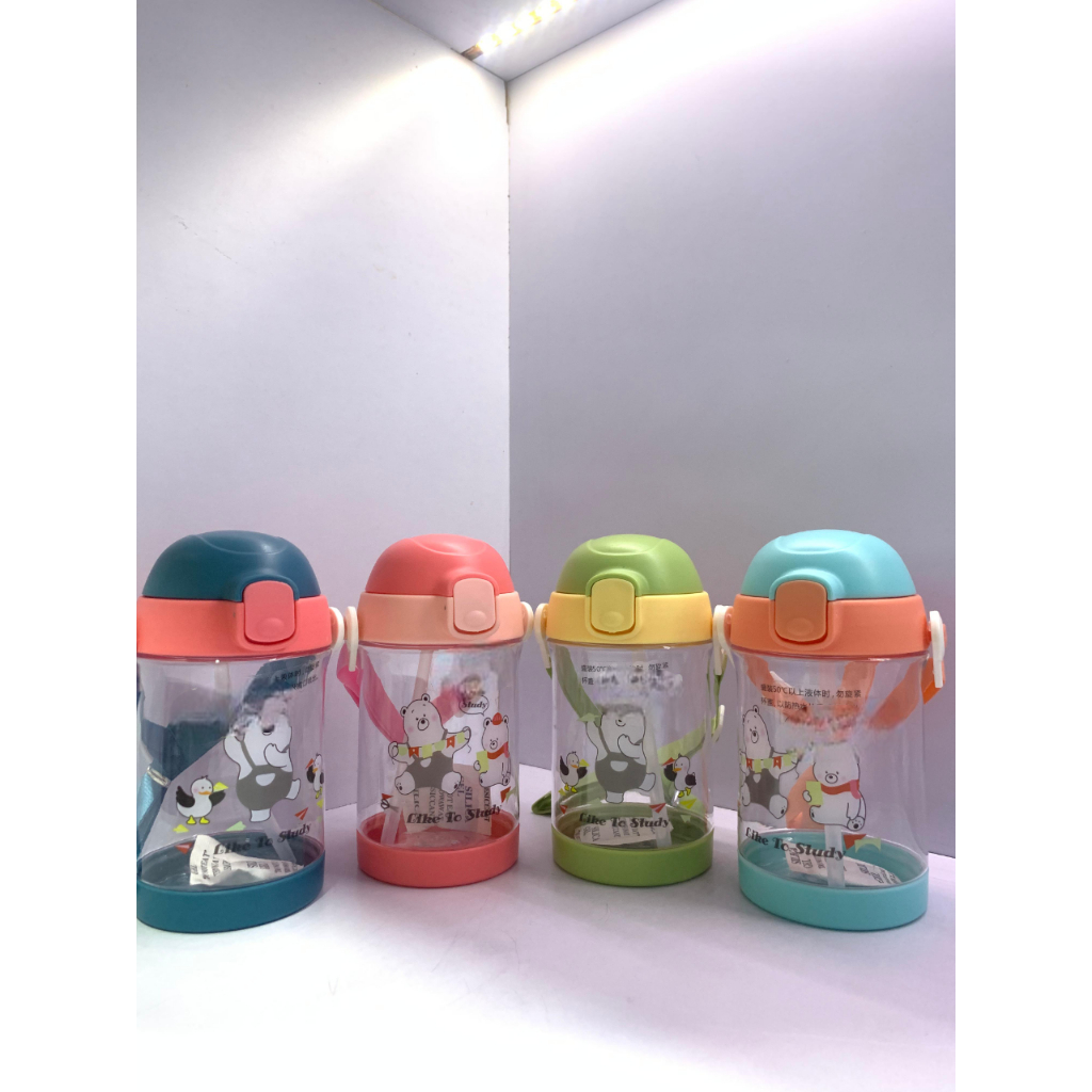 Botol Air MInum Anak Lucu Beruang 400ml Dengan Tali Panjang
